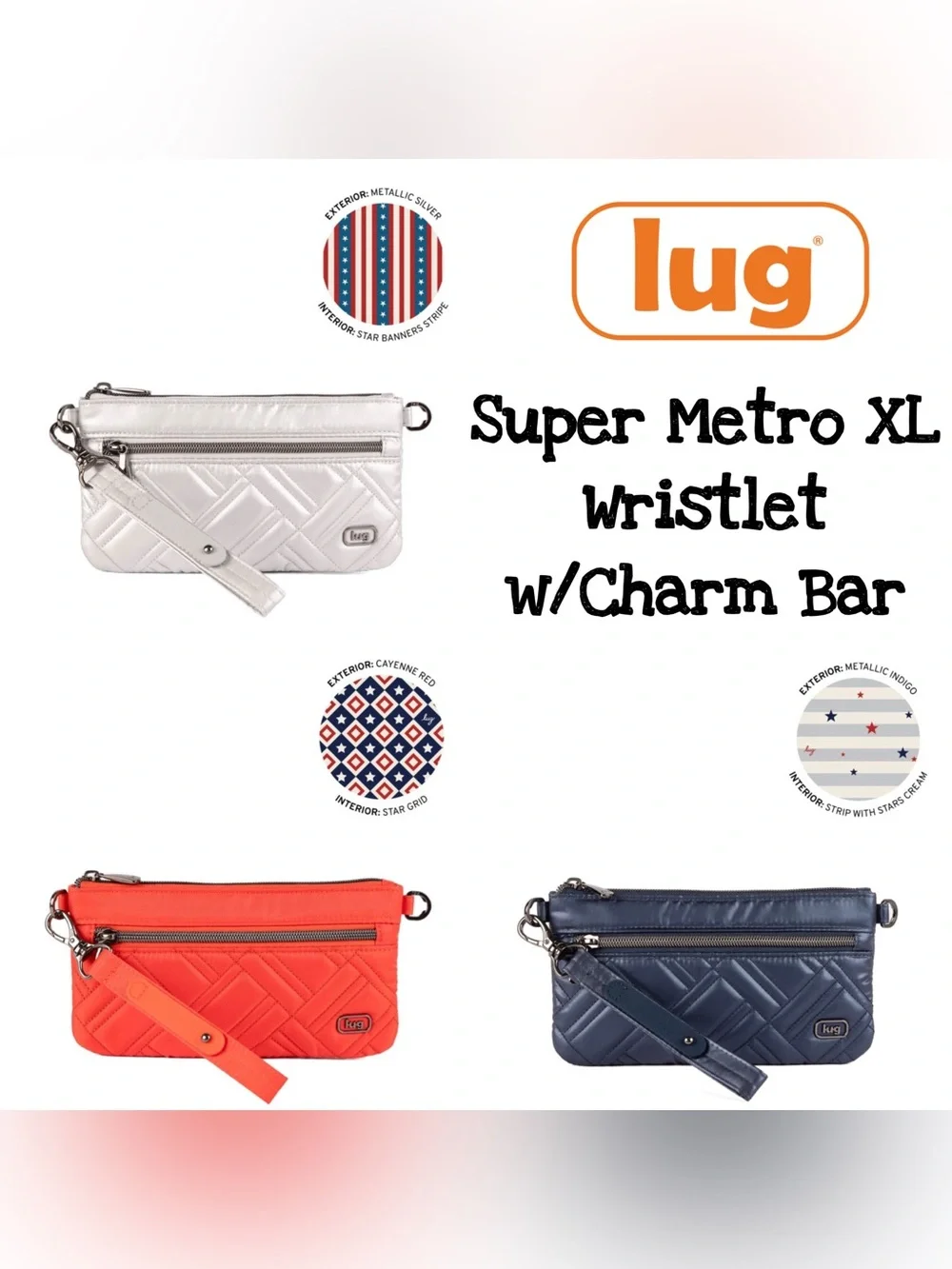 Lug Super Metro XL Wristlet w/Charm Bar NWT